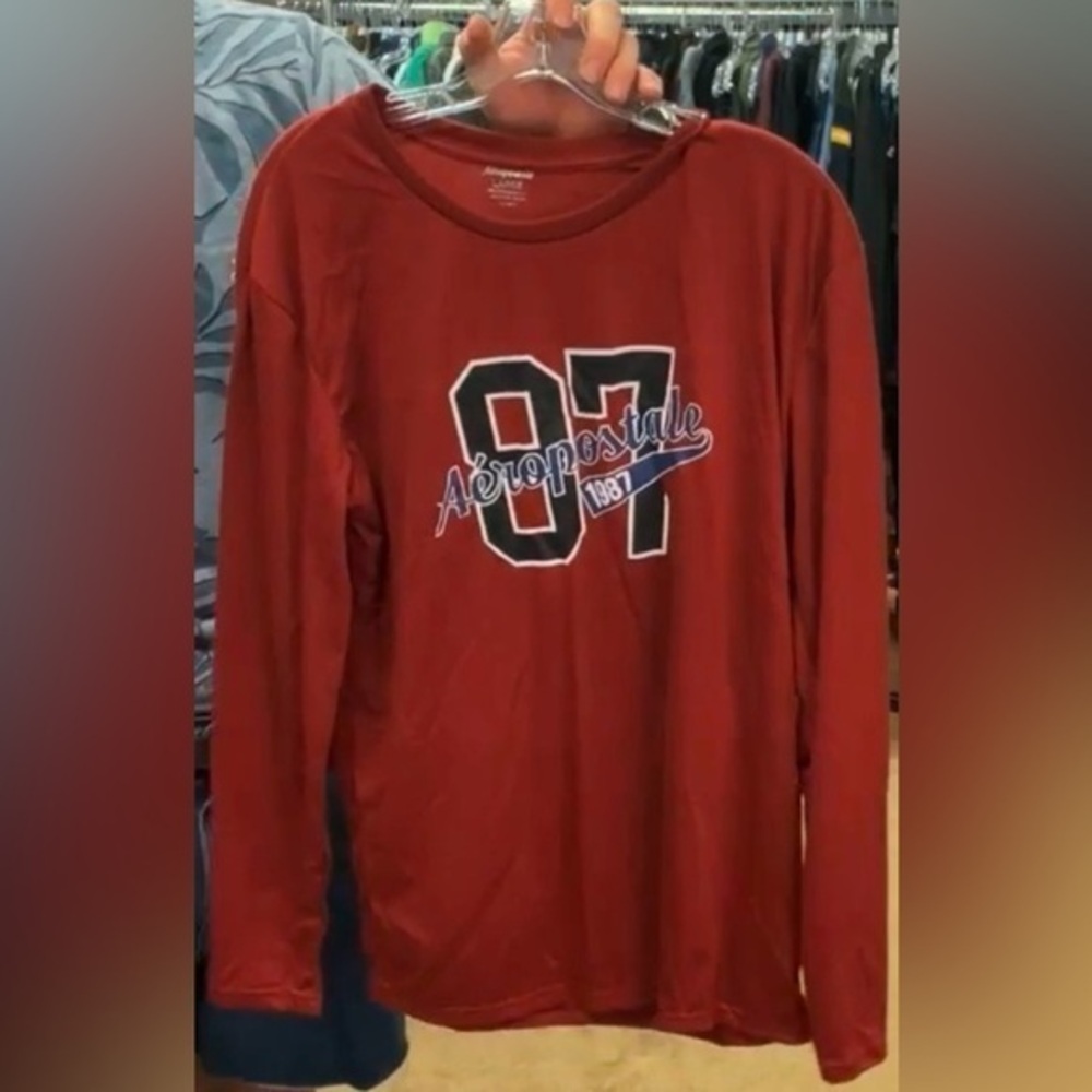 Men’s Aeropostale Red Long Sleeve Shirt, Lounging Type, NWOT Size Large
